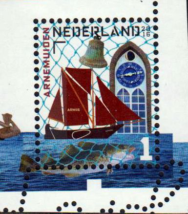 Schönes NL, Arnemuiden 2016, Segelschiff Fisch, Glocke, Uhr (P52)