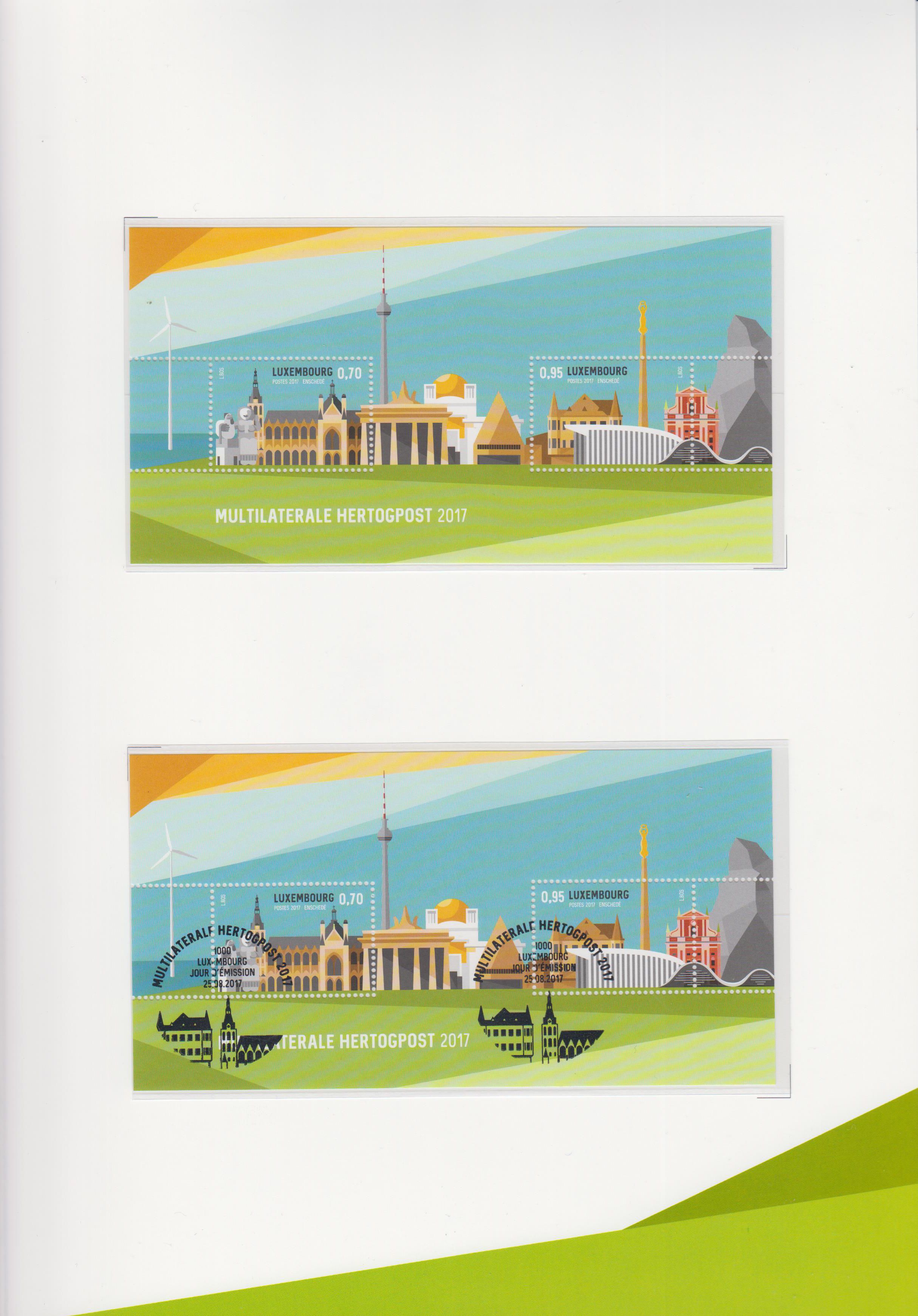 Kombi-Block: Hertogpost 2017, Folder mit allen 3 Blocks, Niederlande