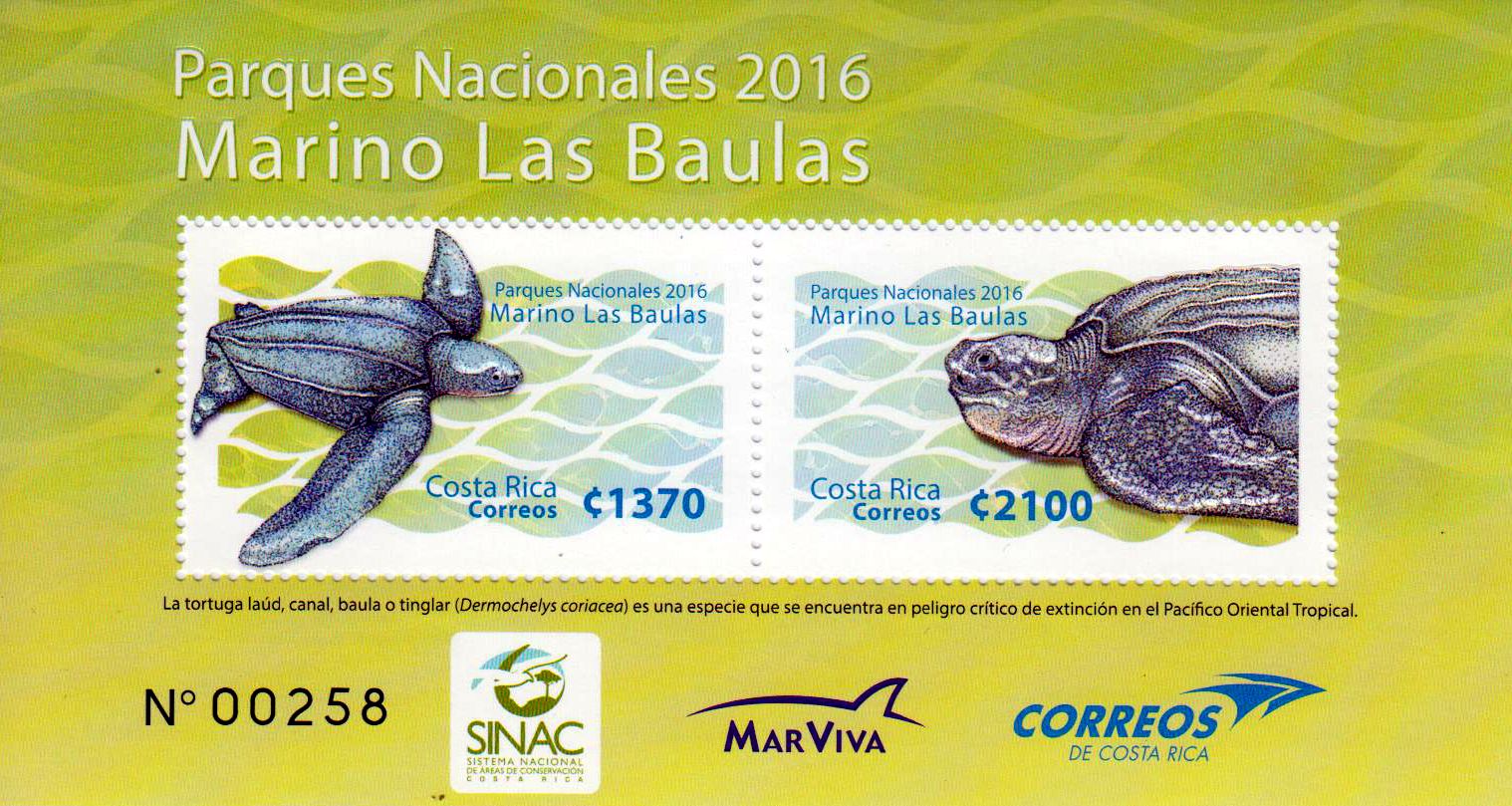 Block: Nationalpark Marino Las Baulas 2016, mit 2 Marken, Schildkröten