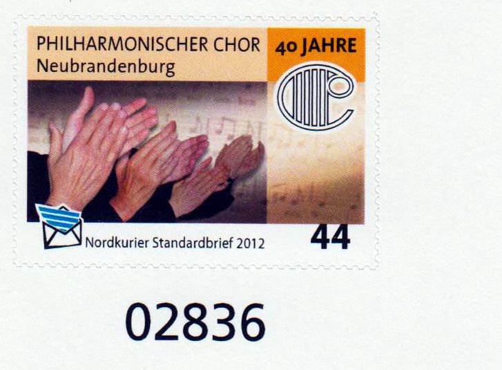 40 J. Philharmonischer Chor Neubrandenburg e.V. 2012 sk, Eckrandstück mit Bogennummer