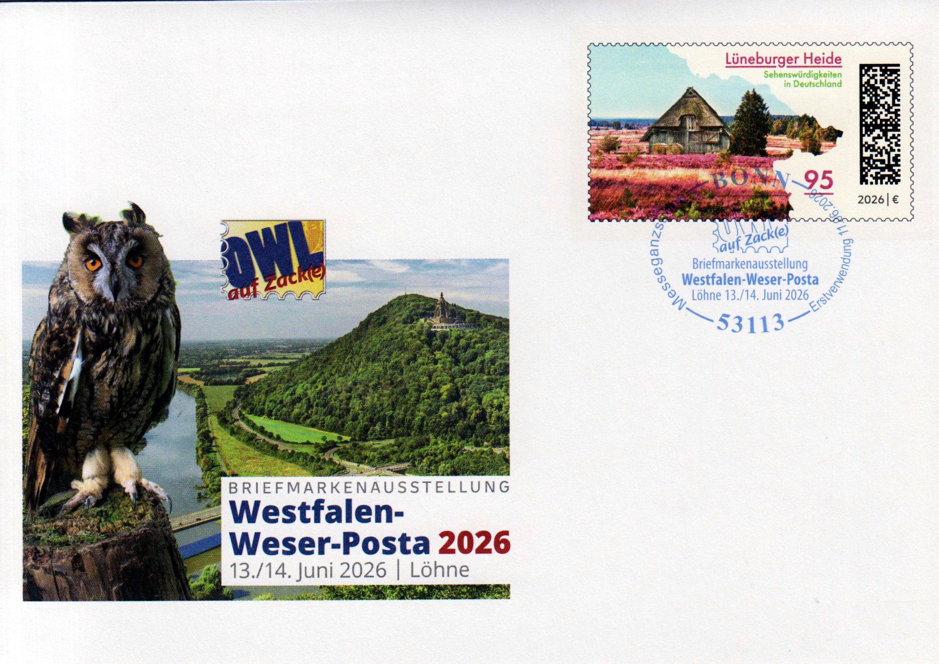 Westfalen-Weser-Posta 2026, mit Erstverwendungsstempel