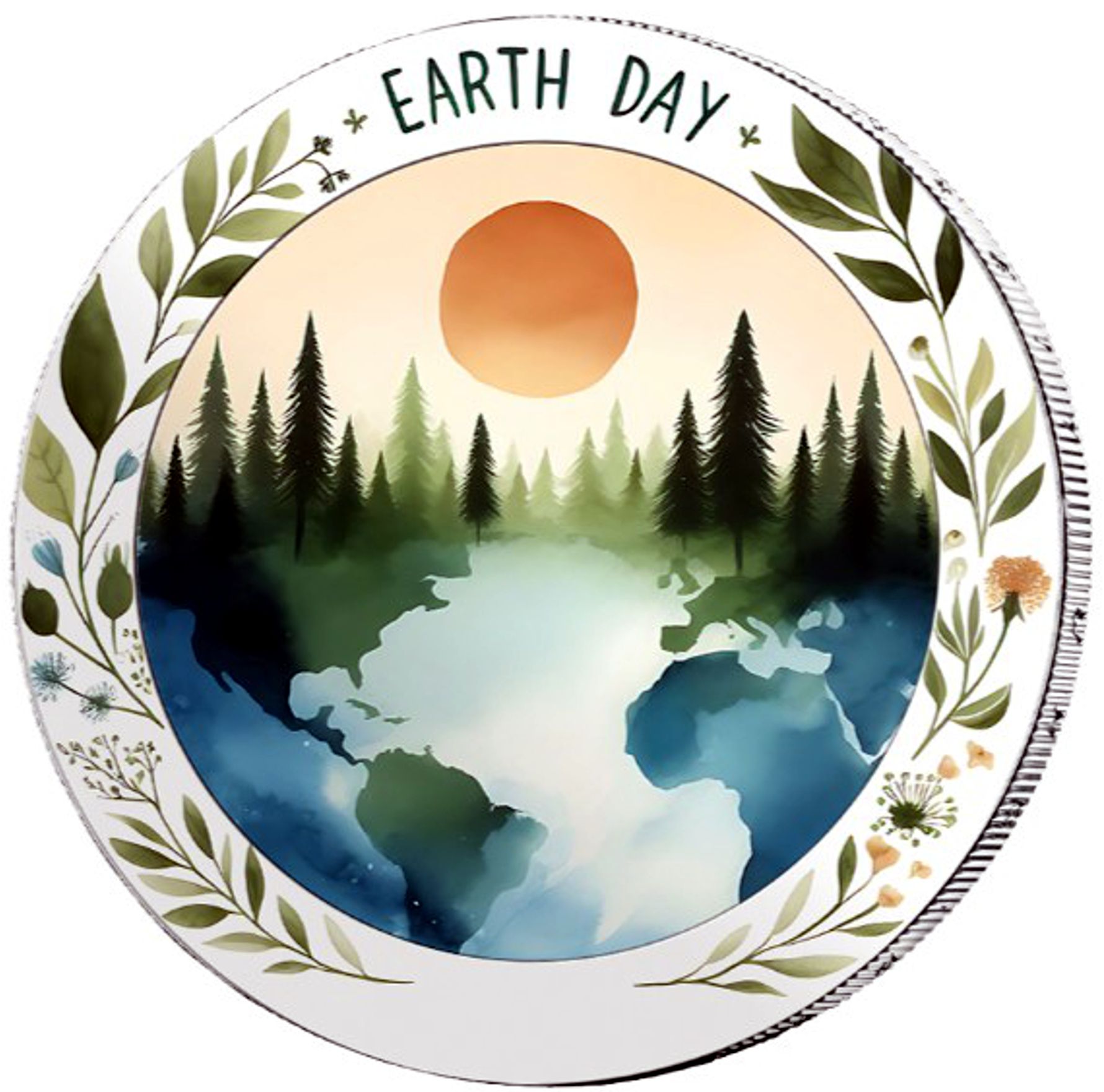2 Euro Münze coloriert "Earth Day 2026"