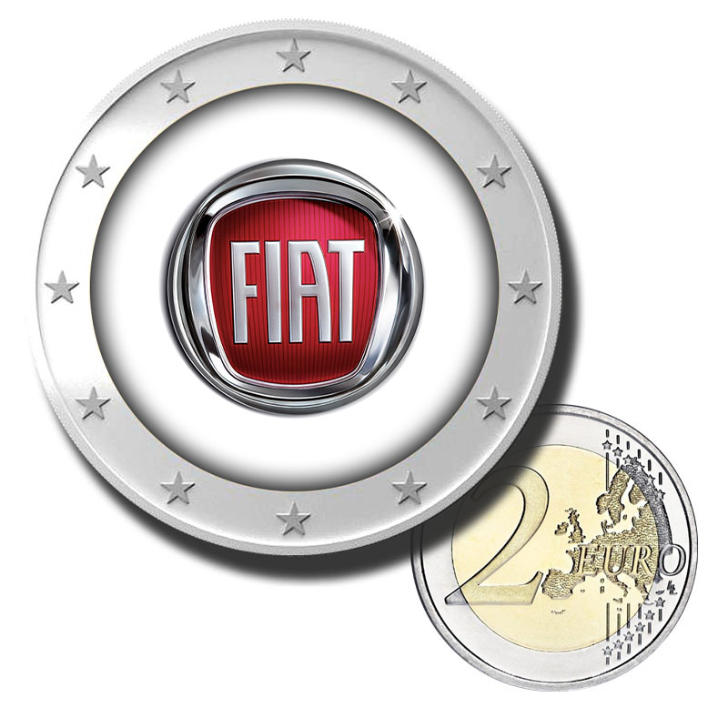 2 Euro Münze coloriert "FIAT"