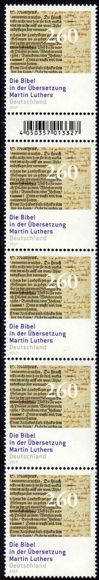 Bibelübersetzung 2017  6er Streifen Rollenanfang EAN Code 13327