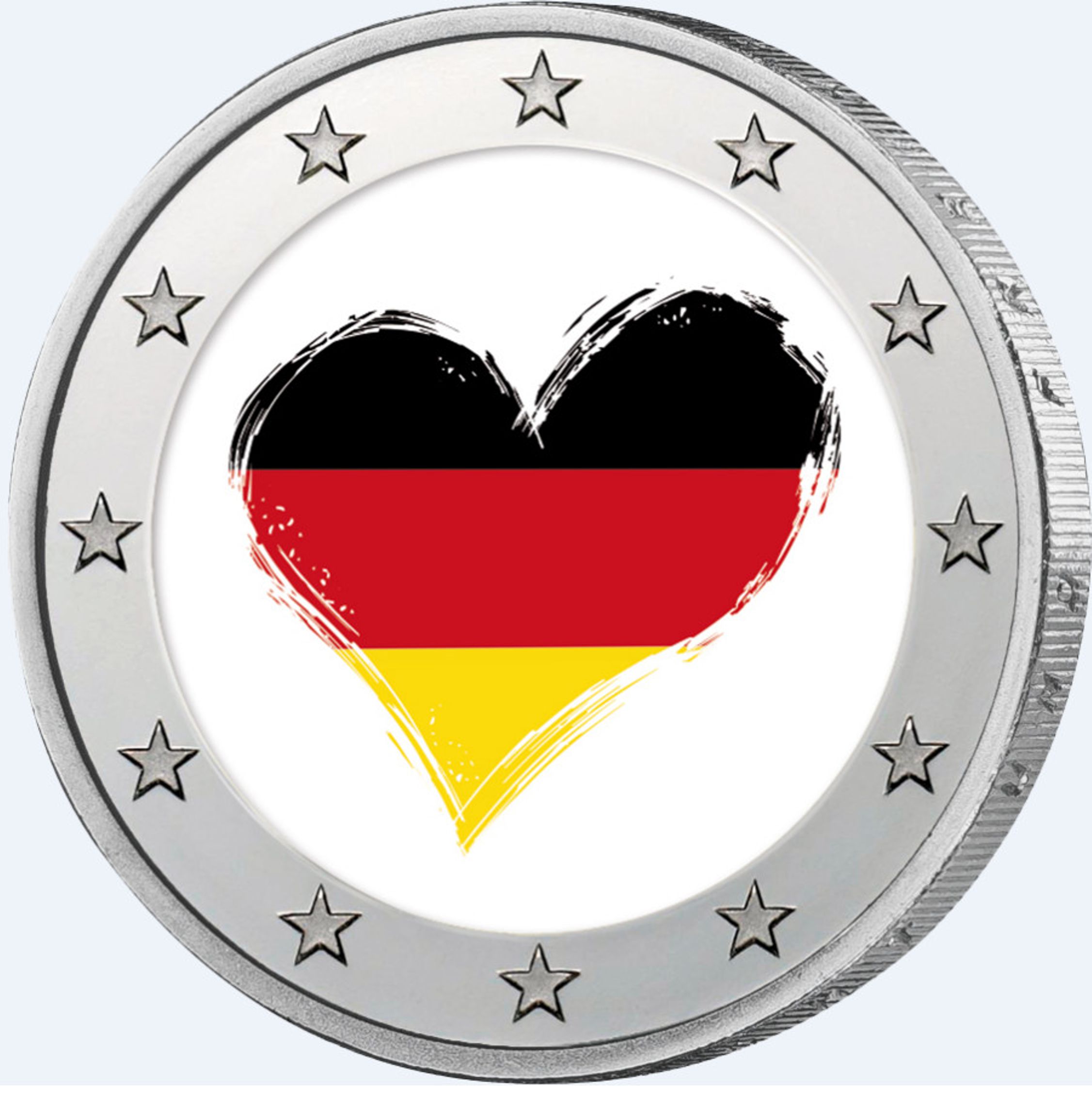 2 Euro Münze coloriert "I Love Germany"