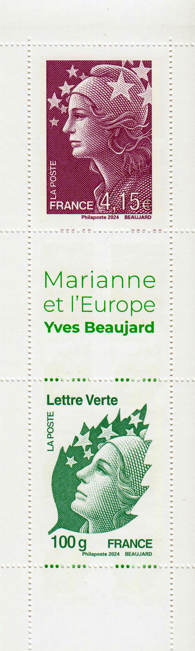 MH: Marianne 2024, Yves Beaujar, 2 MH Blätter