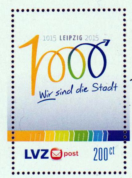 1000 Jahre Leipzig 2015, nassklebend! Selten!