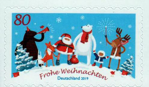 Frohe Weihnachten 2019, sk auf weißer Trägerfolie