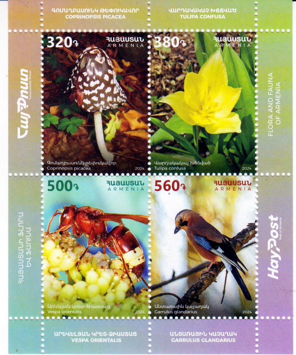 Block: Flora und Fauna 2024, Pilz, Blume, Vogel, Wespe