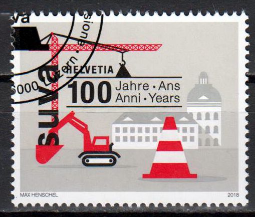 100 J. SUVA 2018, Baustelle, gestempelt