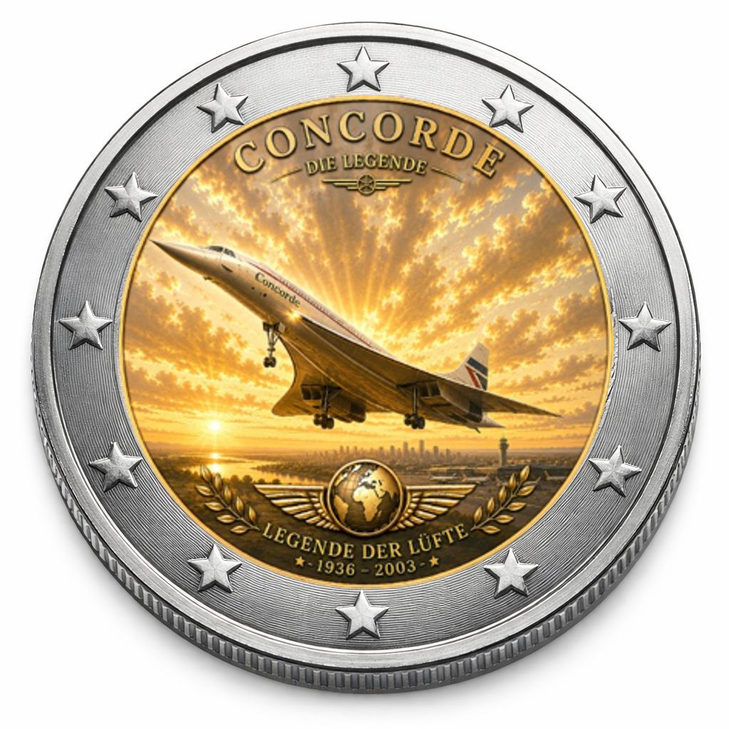 2 Euro Münze coloriert "Concorde" 2026