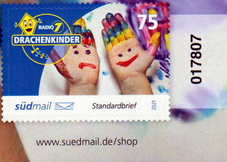 Radio 7 - Drachenkinder 2021, als Eck- randstück mit Bogenzählnummer