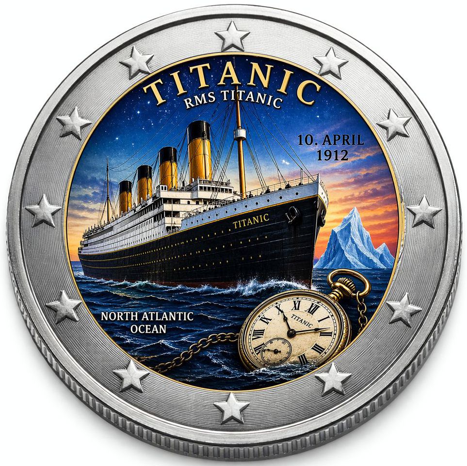 2 Euro Münze coloriert "Titanic" 2026