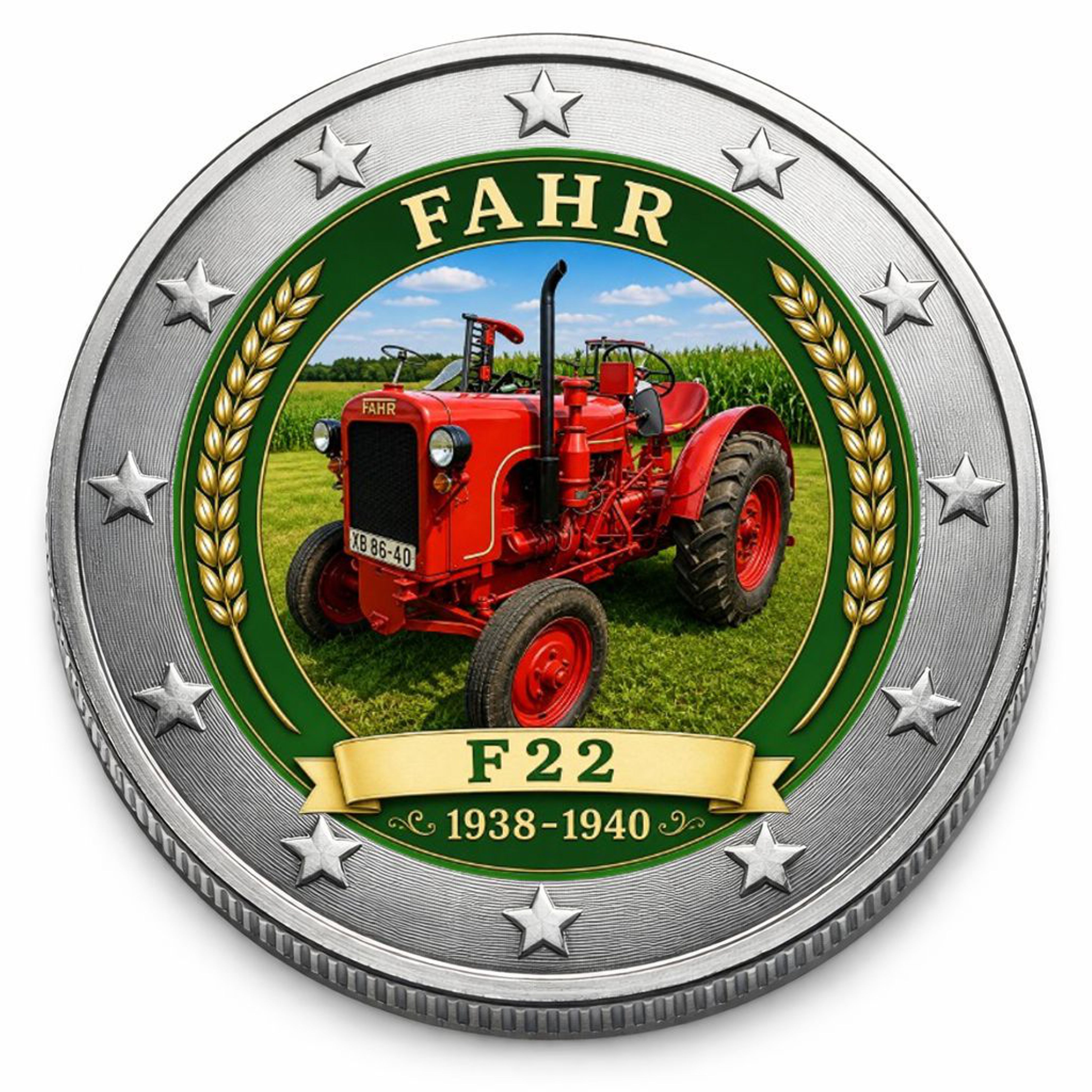 2 Euro Münze coloriert "Traktoren - Fahr F22"