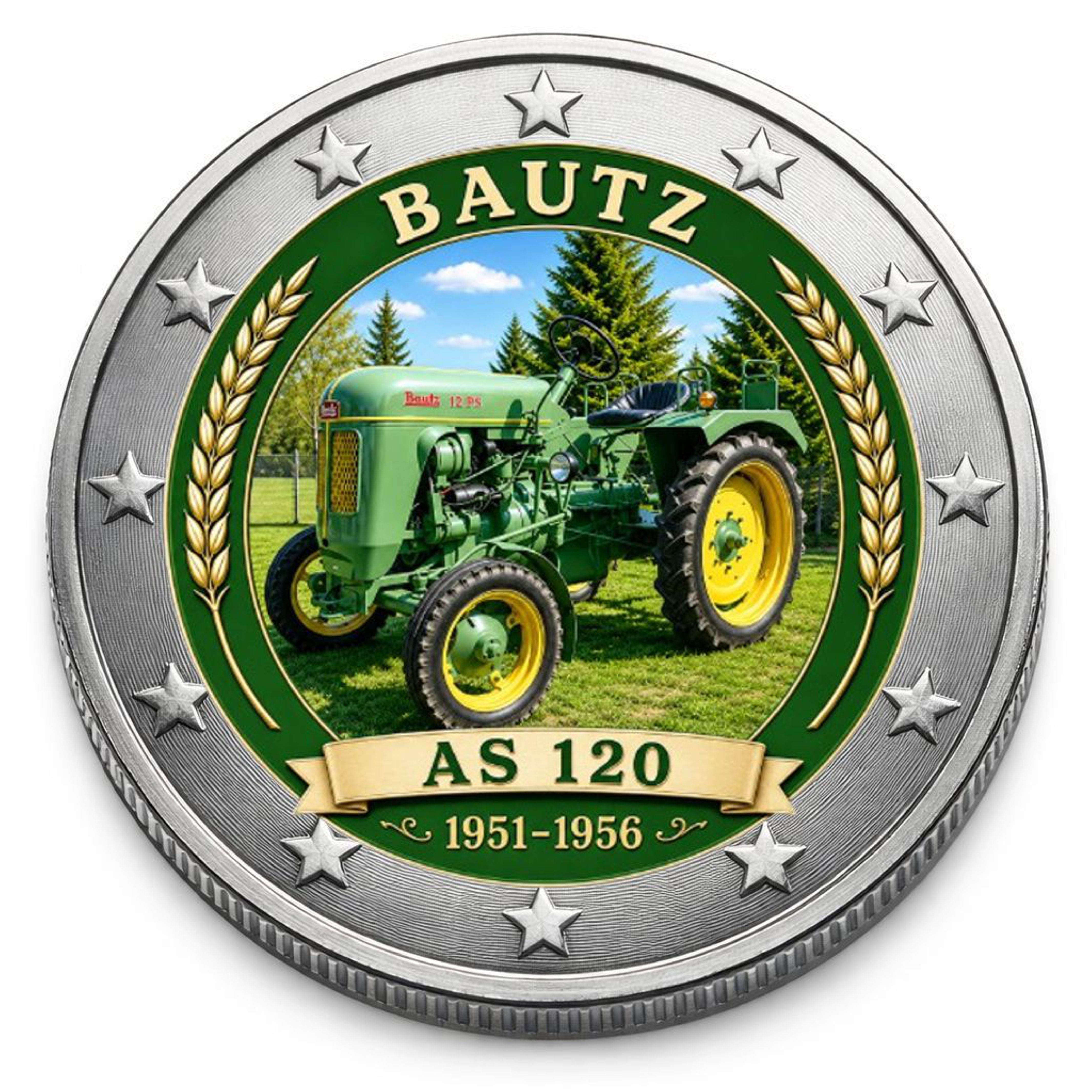 2 Euro Münze coloriert "Traktoren - Bautz AS 120"