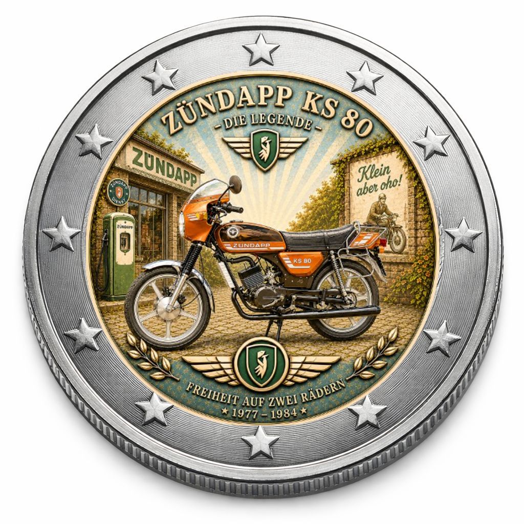 2 Euro Münze coloriert "Zündapp KS 80" 2026
