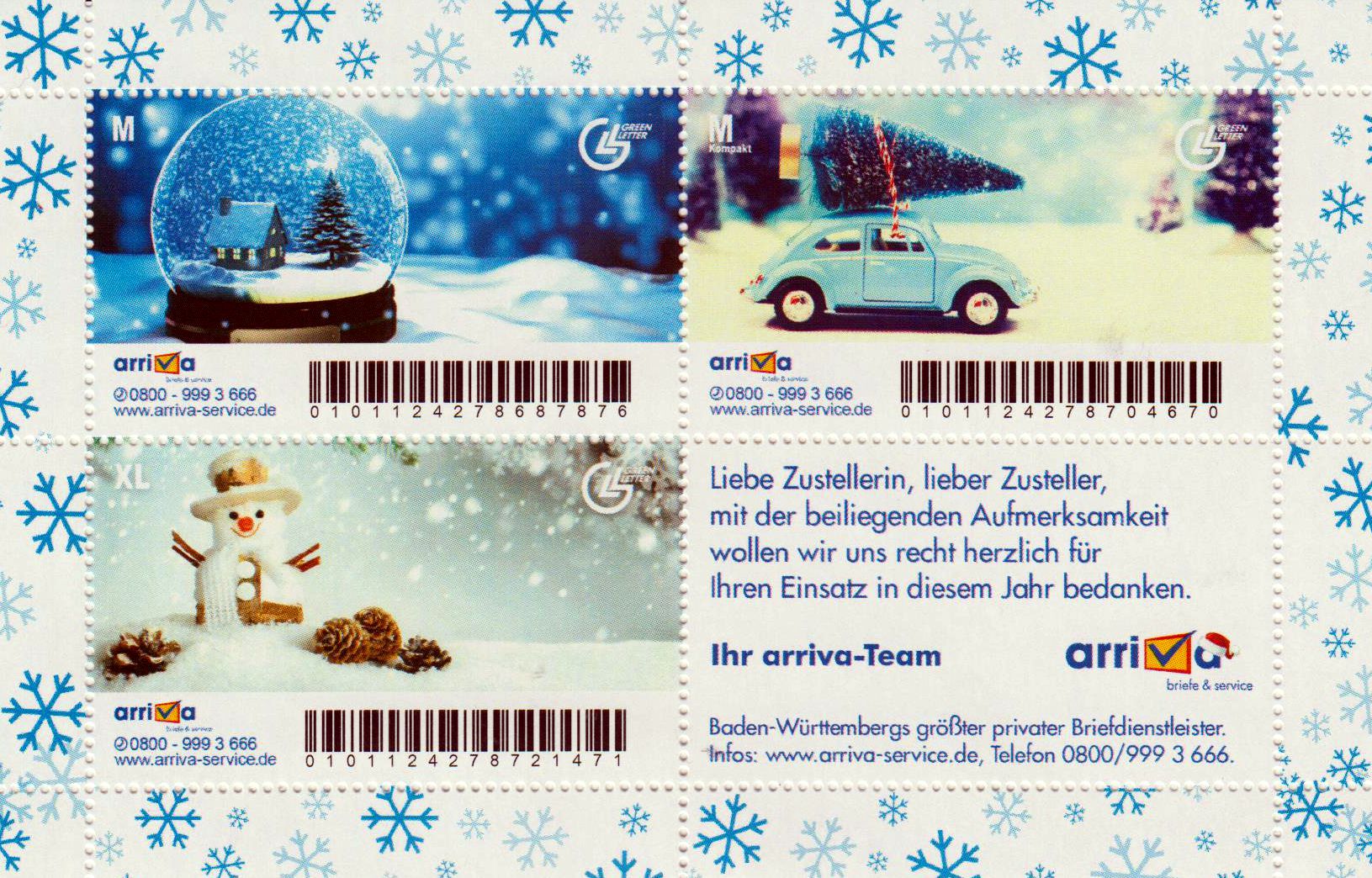 Zustellerblock: Weihnachten 2016, Auflage ca. 100 Stück