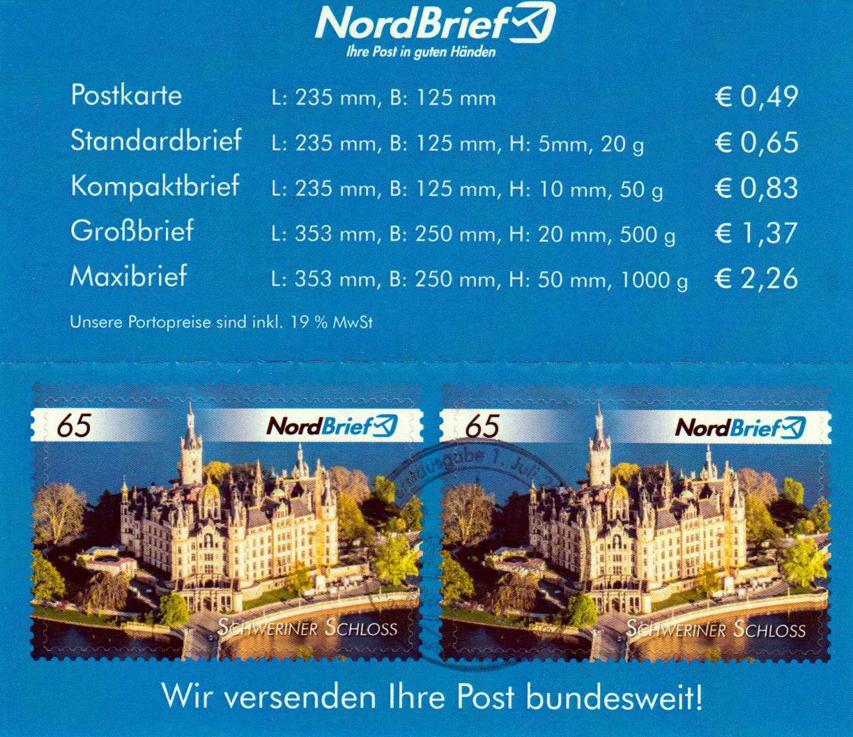 MH: Burgen und Schlösser in Mecklenburg- Vorpommern 2017, gestempelt
