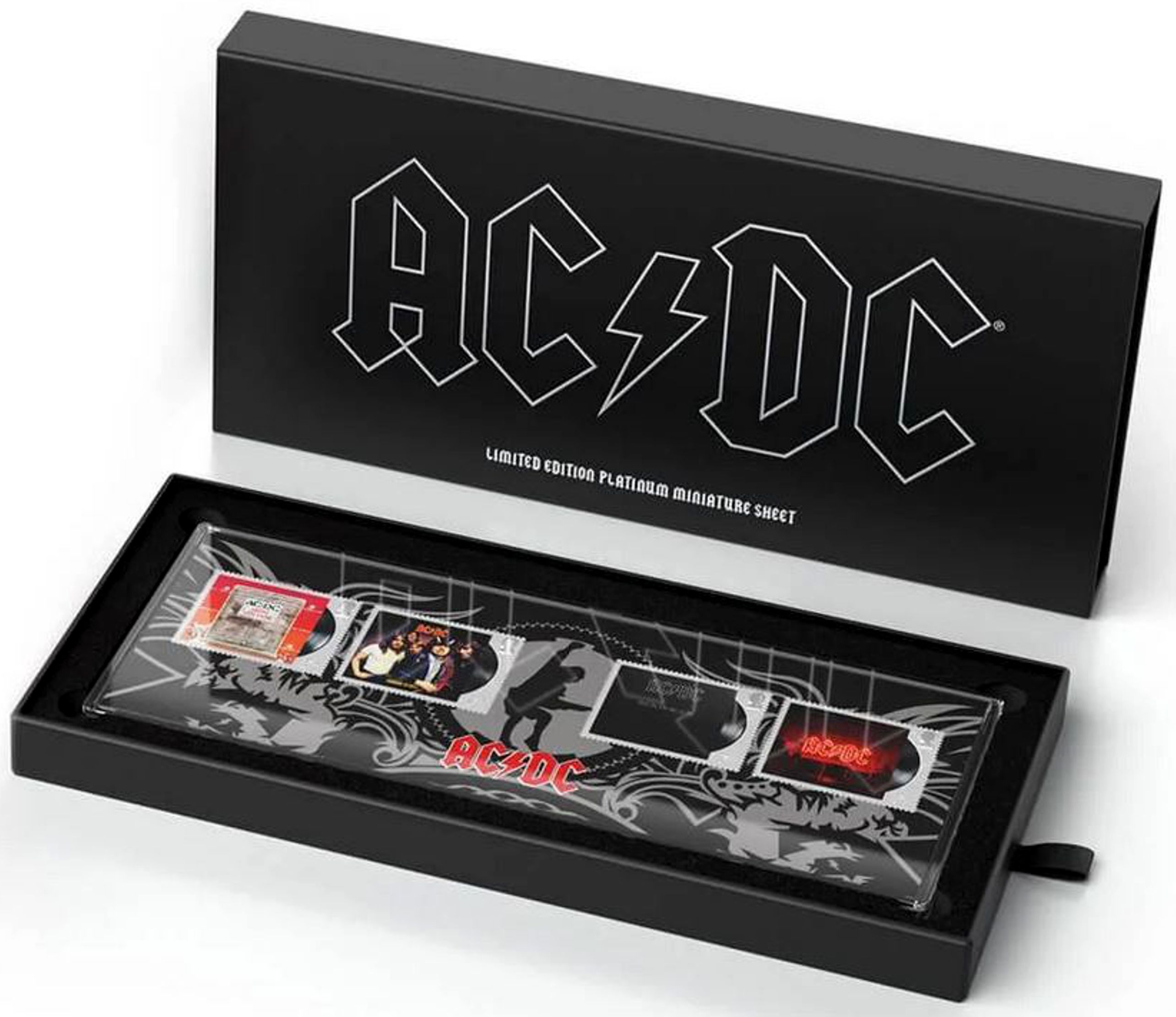 AC/DC 2025, Block "Platinum Albums" in hochwertiger Sammlerbox, Block wurde aus Platinum hergestellt!! Auflage 1.975 Stück
