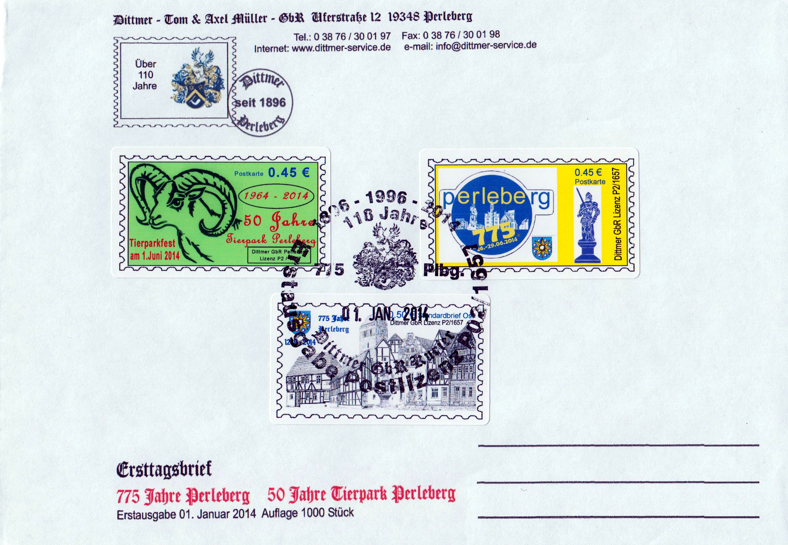 offizieller FDC "Perleberger Feste 2014"