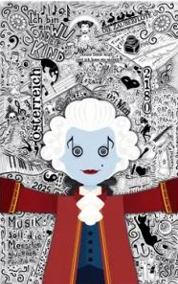 Block: Crypto Stamp Hackatao, Mozart der Maestro 2025, Freimaurer-Blau