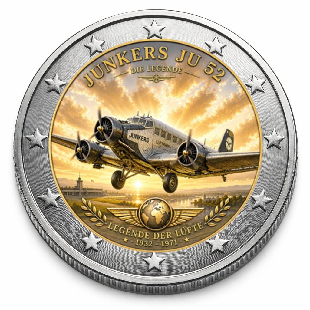 2 Euro Münze coloriert "Junkers JU 52" 2026