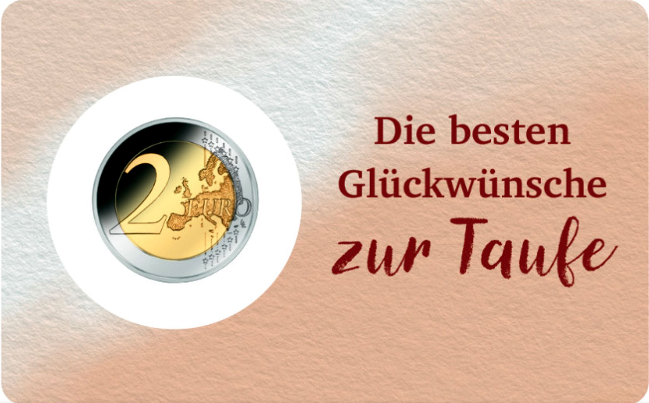 2 Euro Münze coloriert "Zur Taufe" in Coincard!