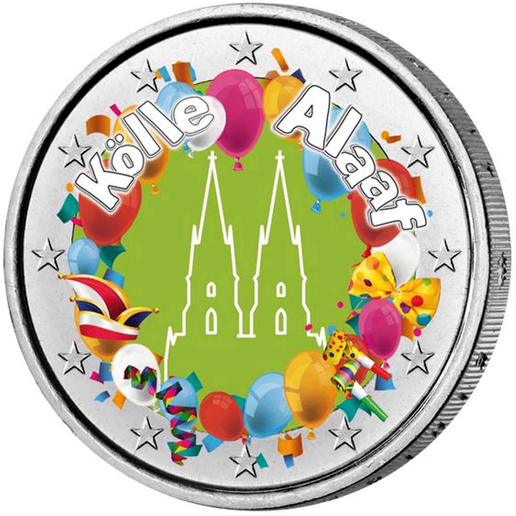 2 Euro Münze coloriert "Kölner Karneval" 2026