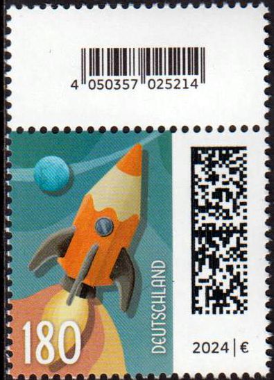 Dauer: Raketenpost 2024, ohne rückseitiger Zählnummer aber mit Codemarke