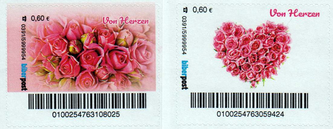 Von Herzen, Valentinstag 2018, sk aus Bogen, Ersttag 2.2.2018
