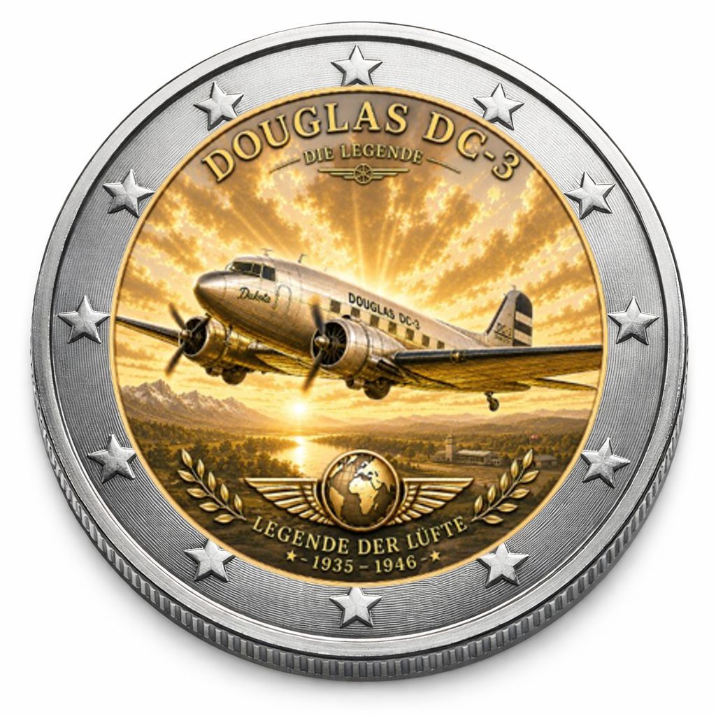 2 Euro Münze coloriert "Douglas DC-3" 2026