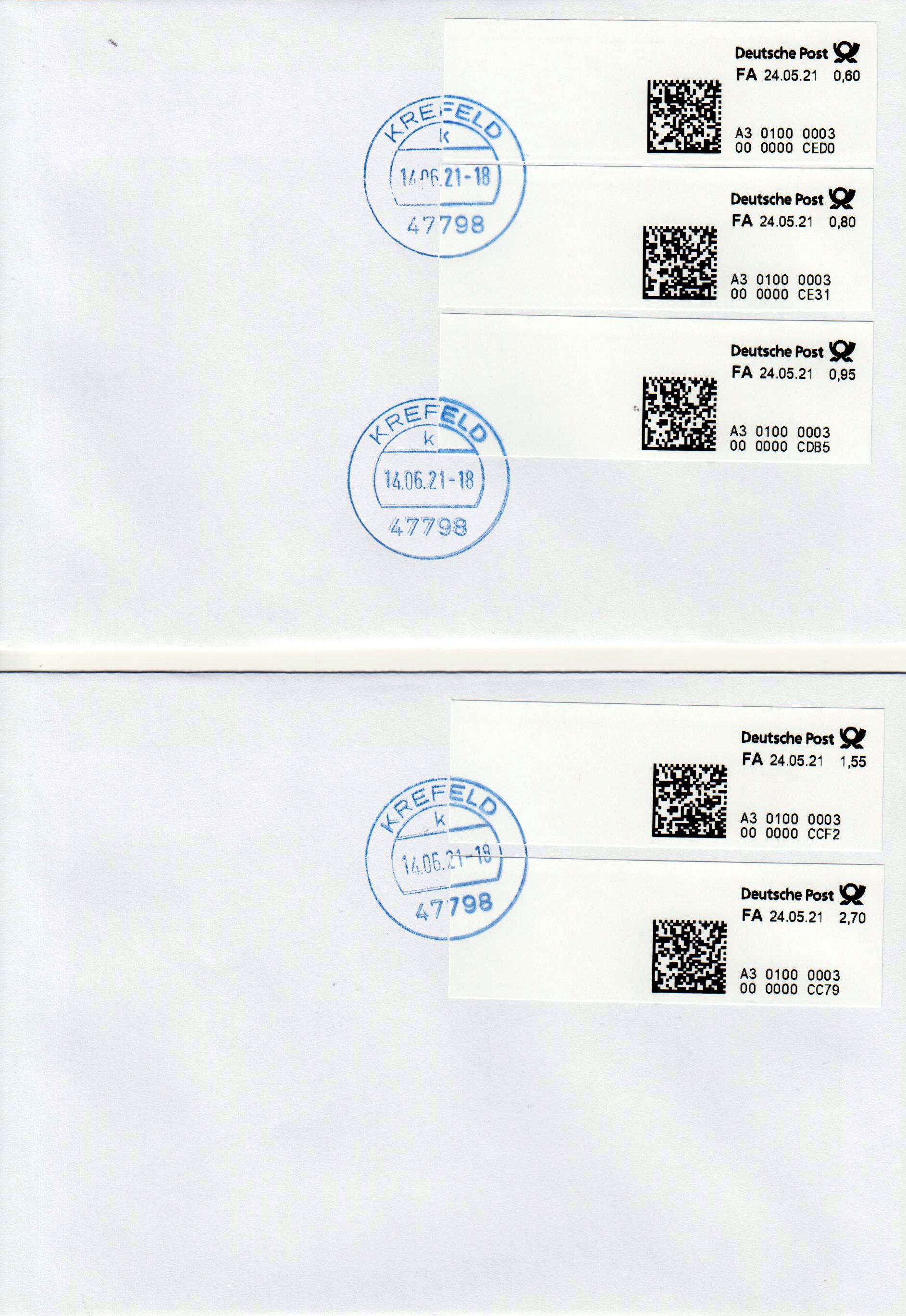 Poststation 2021, jetzt kleines Format auf 2 Belegen mit Tagesstempel