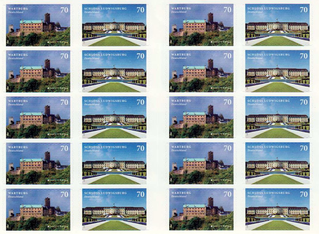 Burgen und Schlösser 2017, inkl. Europa- marke Wartburg, sk