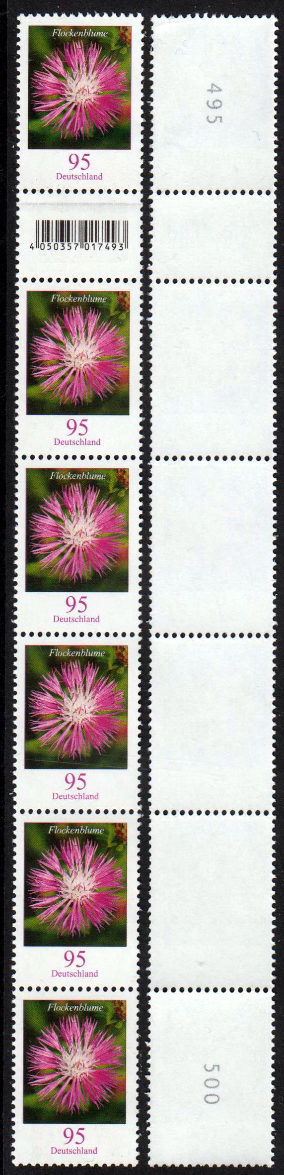 Dauer Flockenblume 2019 schwarze Nummer 6er Streifen Rollenanfang EAN Code 017493