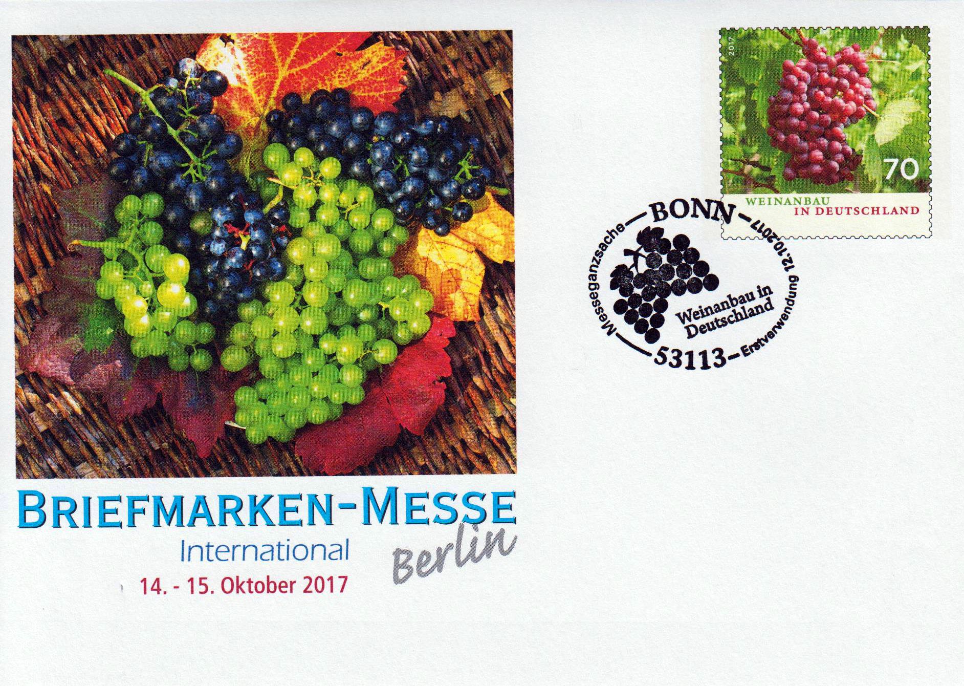Briefmarken-Messe Berlin 2017, mit Erst- verwendungsstempel Bonn