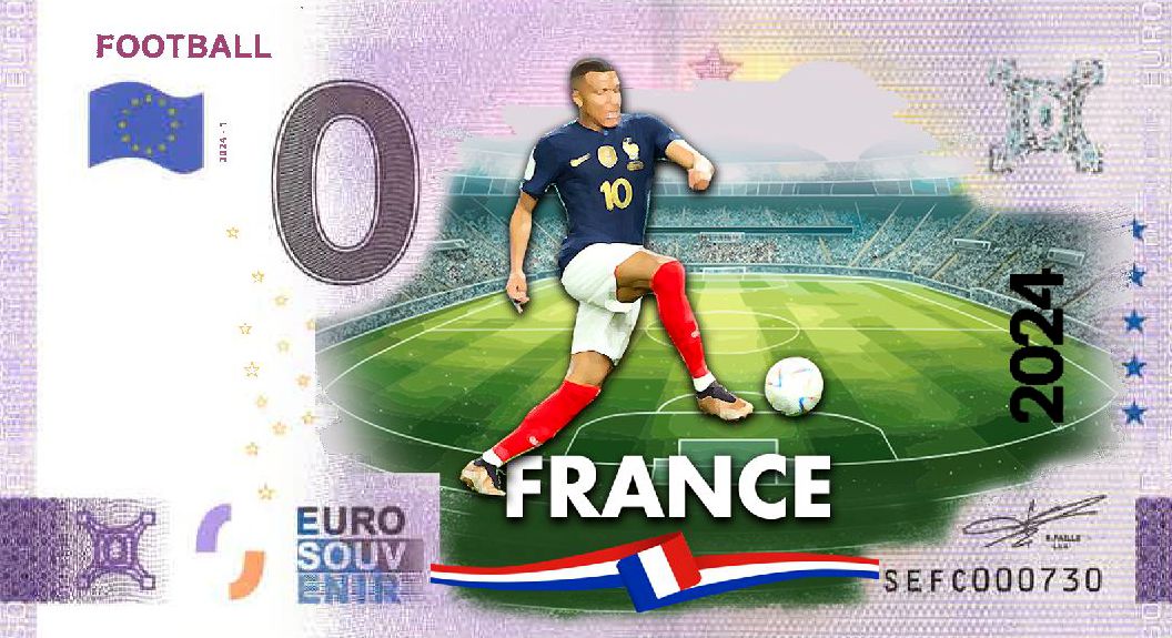 Football 2024-1, colorierter Schein zur Fußball-EM 2024 "France"