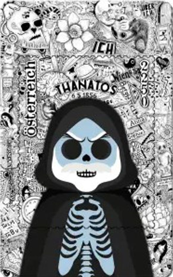 Block: Crypto Freud - Thanatos 2026, Farbe Tiefblau