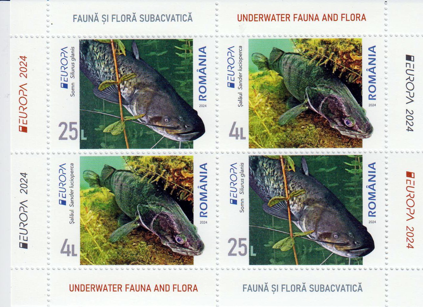 Block: Europa 2024 Typ II, Fische, roter Rand