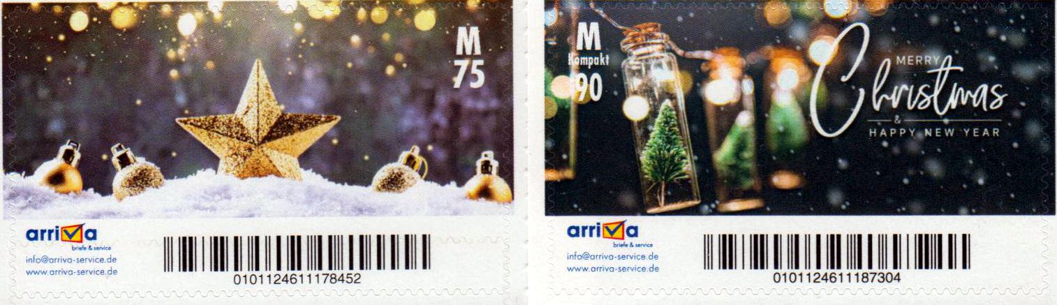 Weihnachten 2021, Privatkunden-Label, mit Präfix-Nr. 010112, gestempelt