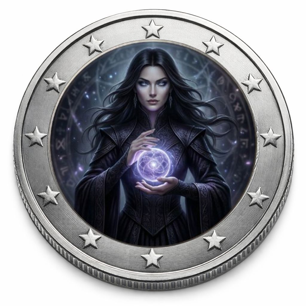 2 Euro Münze cololiert "Dark Legends, Sorceress"
