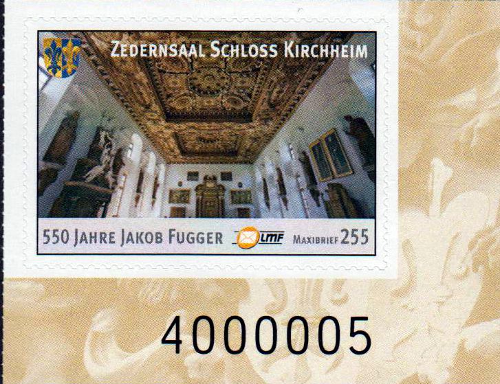 Fugger, Portoänderung 2018, als Eck- randstück mit schwarzer Zählnummer