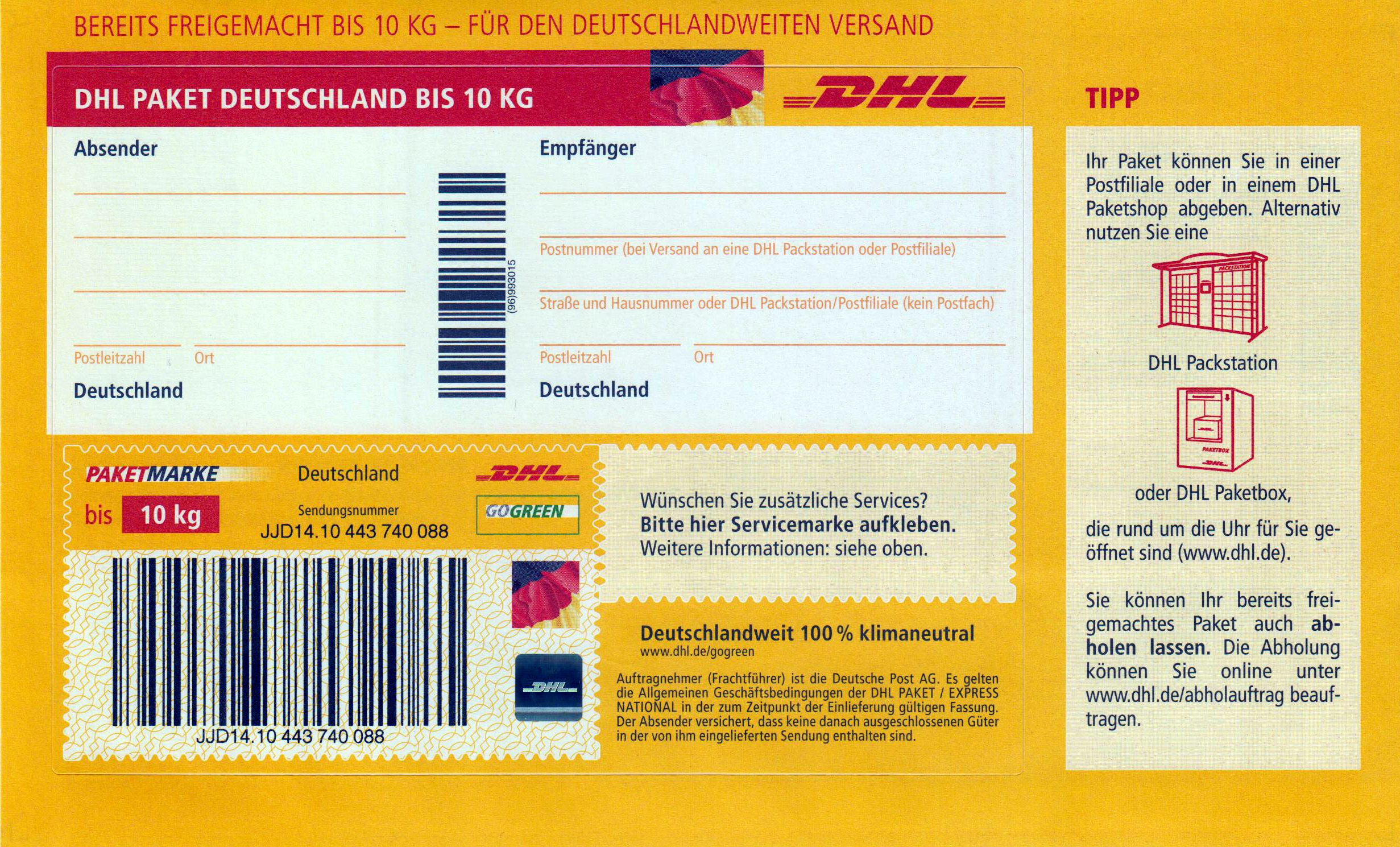 DHL Paket Deutschland bis 10 kg, Design- änderung 2018