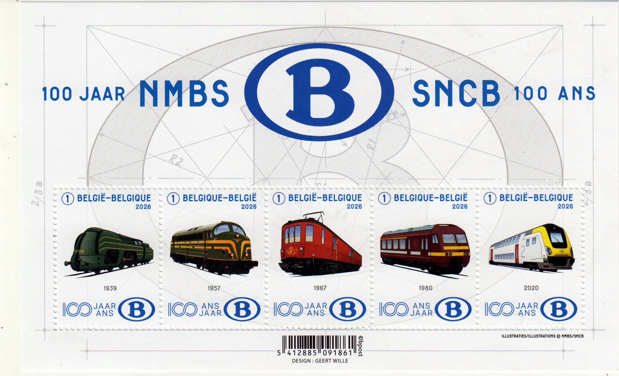 Block: 100 Jahre Belgische Eisenbahn