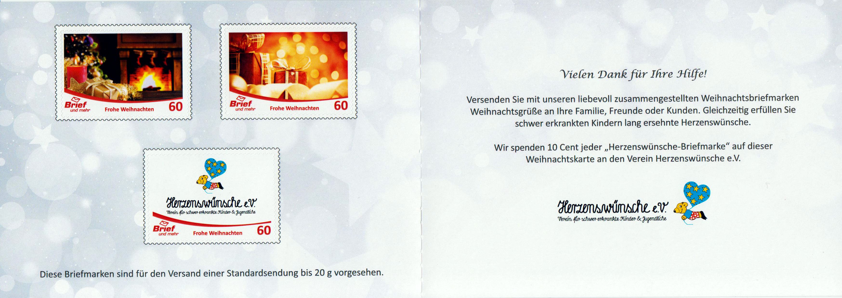 Spendenaktion "Frohe Weihnachten", Falt- karte, Ersttag 27.12.2017