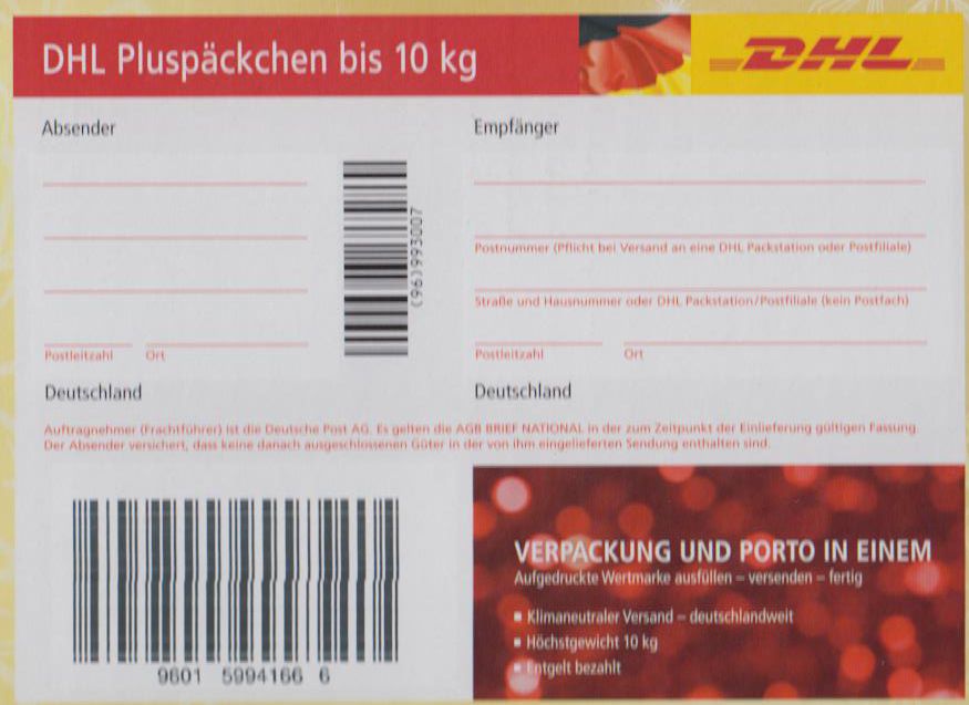 Pluspäckchen, Weihnachten 2016, Größe M bis 10 kg, auf Kartonage eingedruckt
