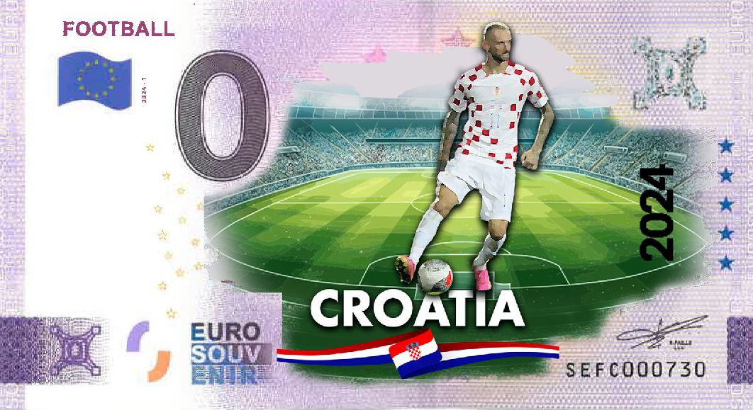 Football 2024-1, colorierter Schein zur Fußball-EM 2024 "Croatia"