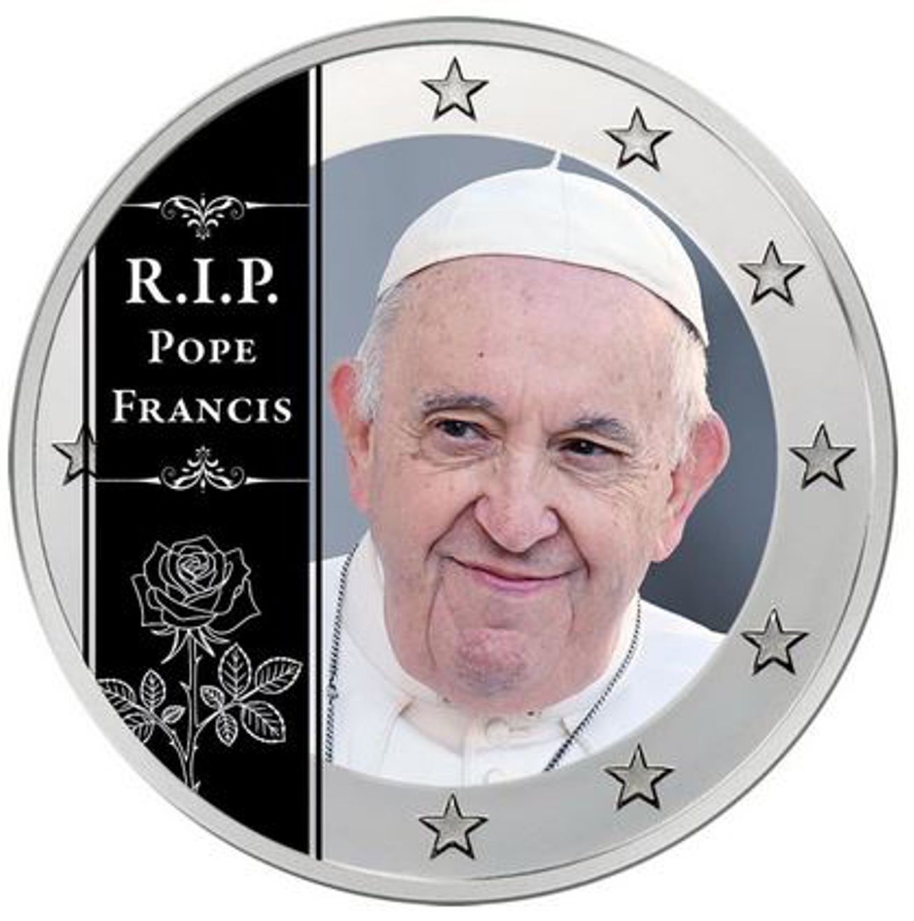2 Euro Münze coloriert "In Memoriam Papst Franziskus 2025"