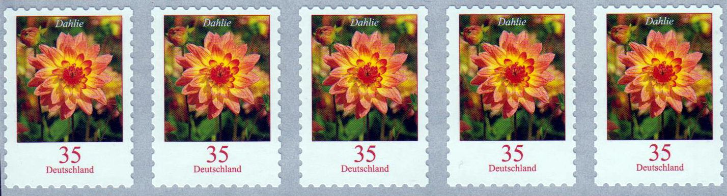 5er-Streifen Dahlie 2018, sk aus Maxi- rolle mit neuer Markenanordnung!