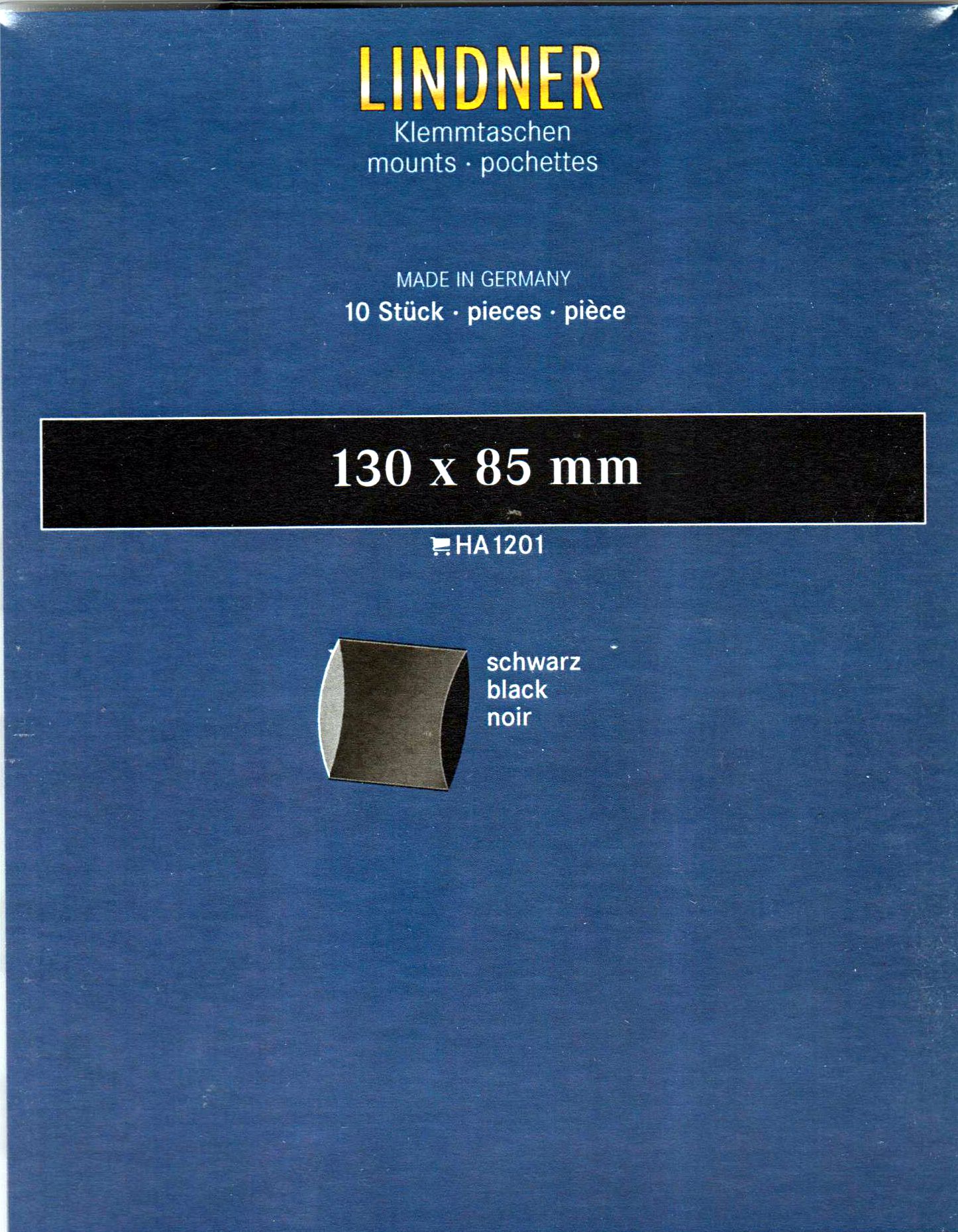 Lindner Klemmtaschen "Blockstreifen" HA1201, zu 10 Stück 130 x 85 mm, schwarz