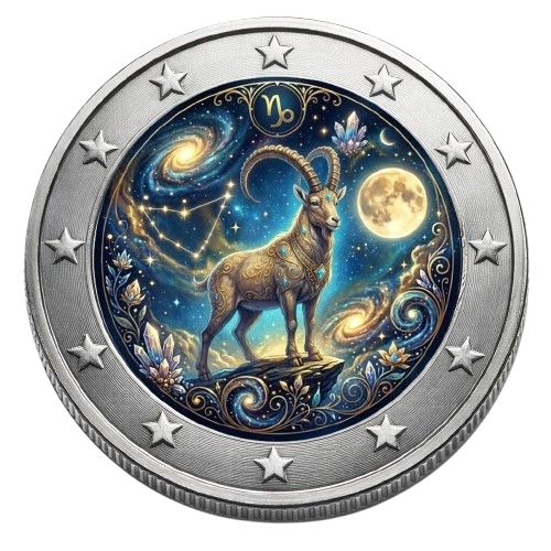 2 Euro Münze coloriert "Sternzeichen 2026 - Steinbock"